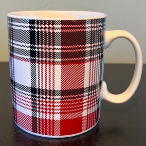 DesignPac Red, Black, and White Tartan Plaid Oversized Ceramic Mug ~ Hygge